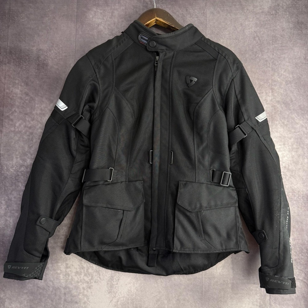 REV'IT!‎ Motorcycle Jacket Women Size 38 Black Mesh Hydratex Waterproof Seesoft